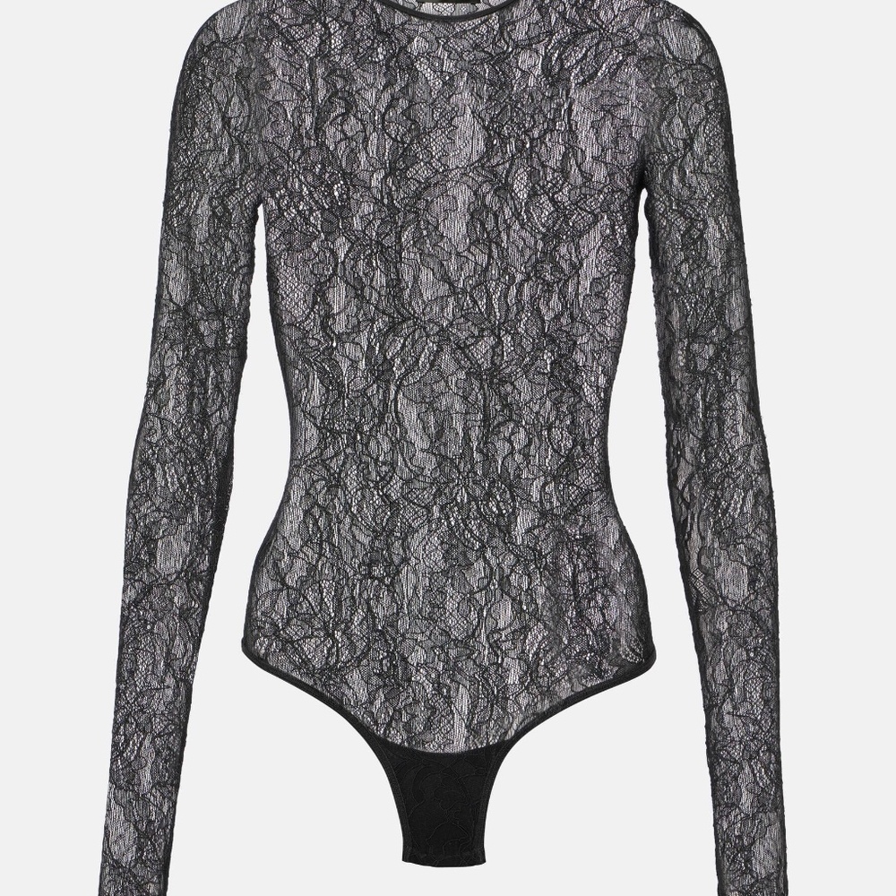 Women's Black Closet. Nyc Lace Thong Bodysuit - Picture 6 of 8